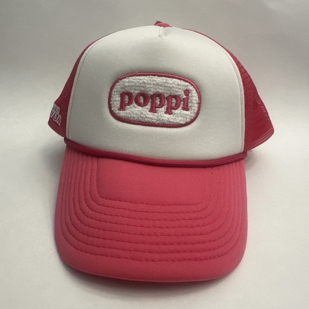 Poppi Soda Fein Pink and White Snap Back Trucker Hat One Size New